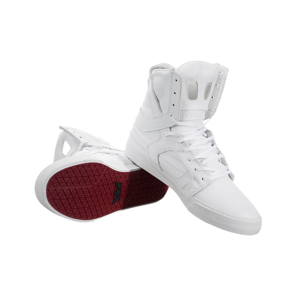 Baskets Montantes Supra SkyTop II Blanche White/White-Red Homme | HSU-27293131